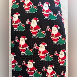 Festive Christmas Holiday Men’s Tie w/ Santa Print on Black Background